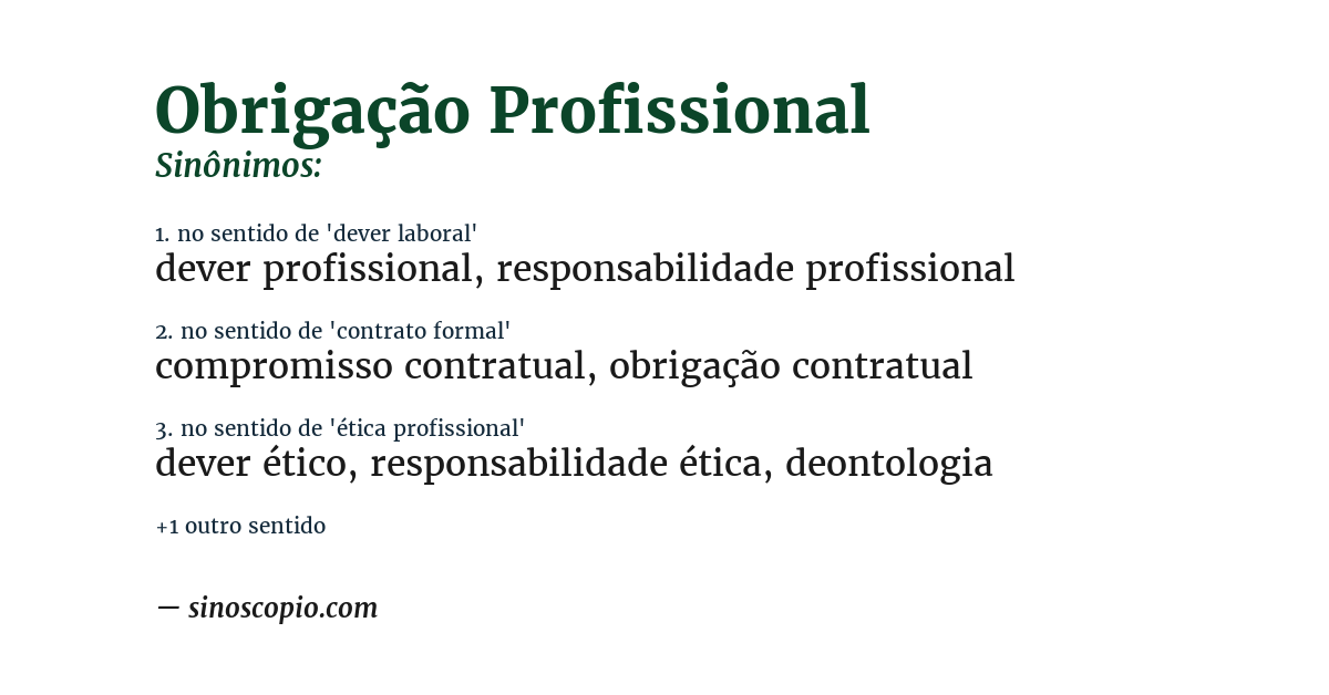 Sinônimo de obrigação profissional