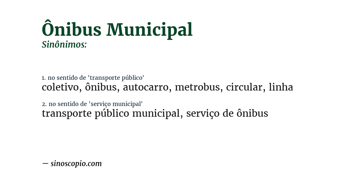 Sinônimo de ônibus municipal