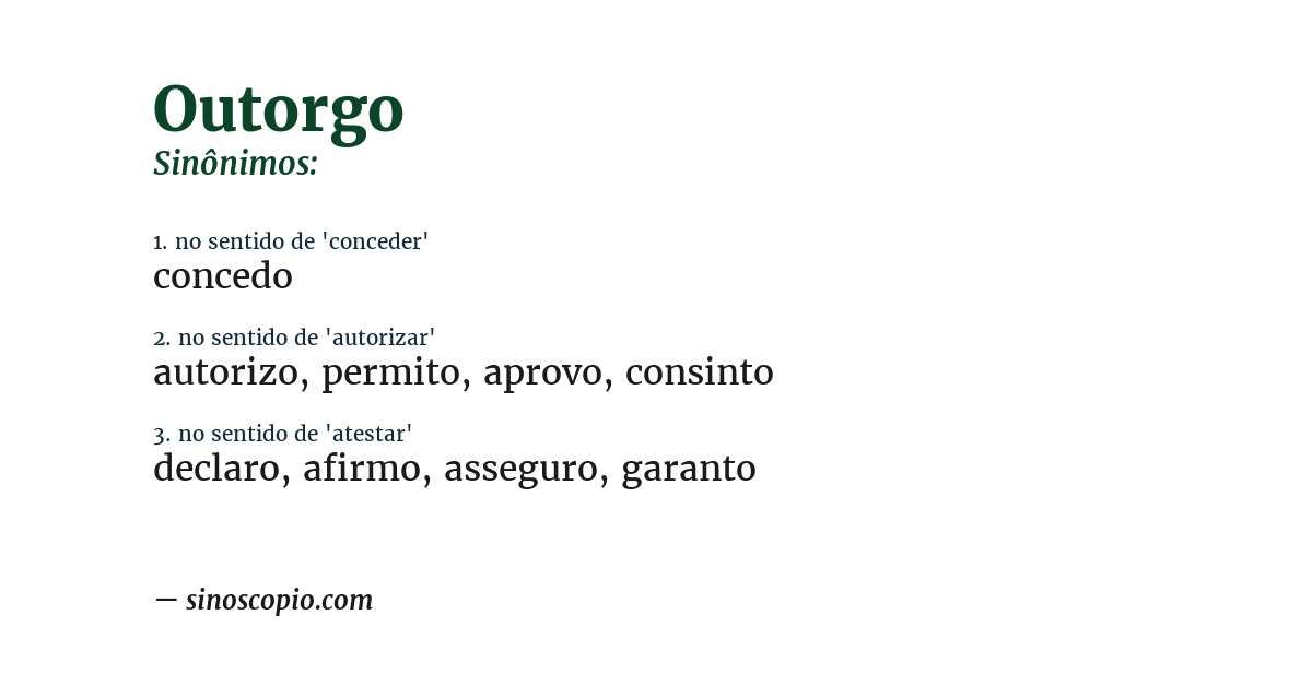 Sinônimo de outorgo