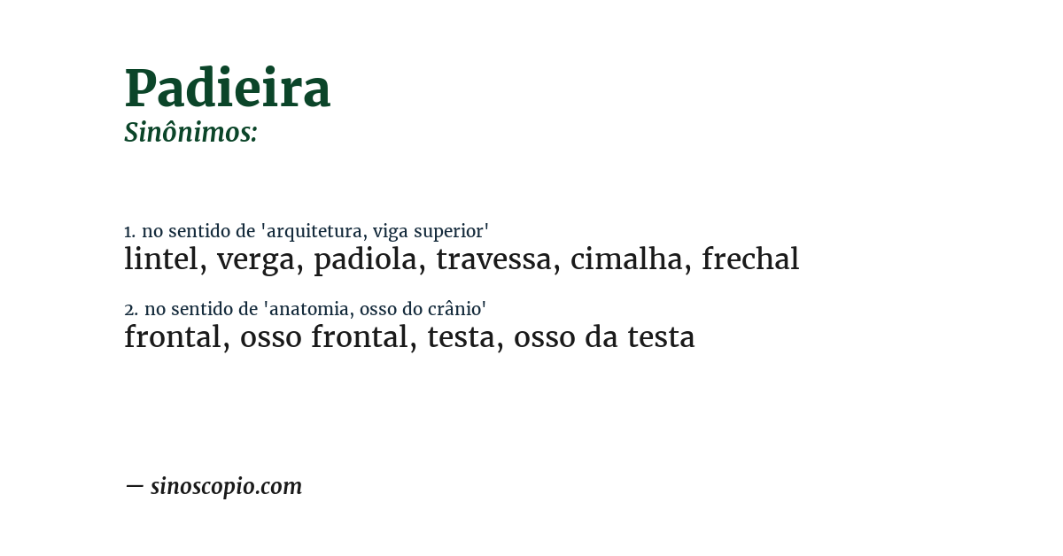 Sinônimo de padieira