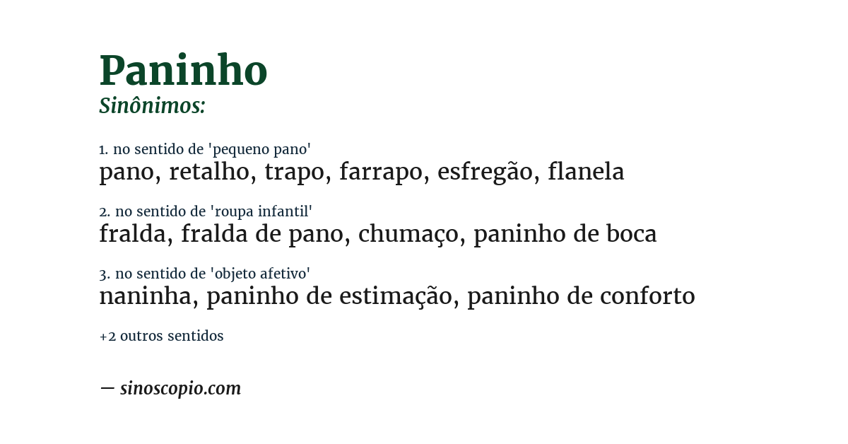 Sinônimo de paninho