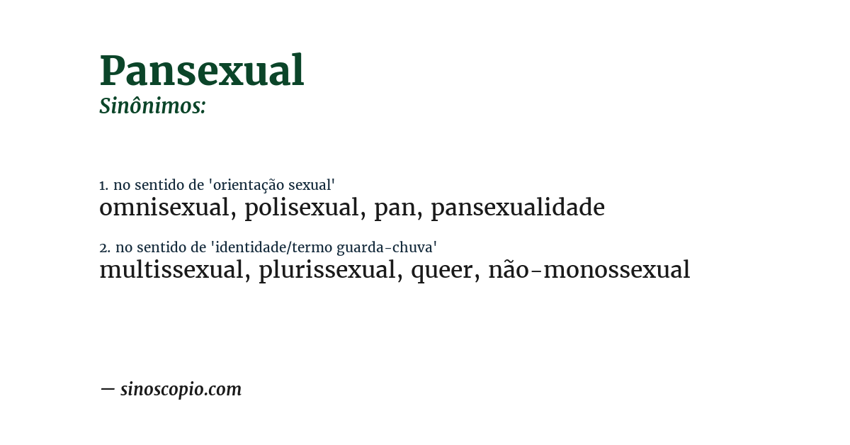 Sinônimo de pansexual