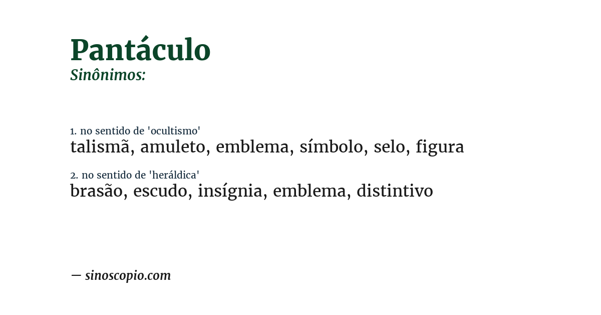 Sinônimo de pantáculo