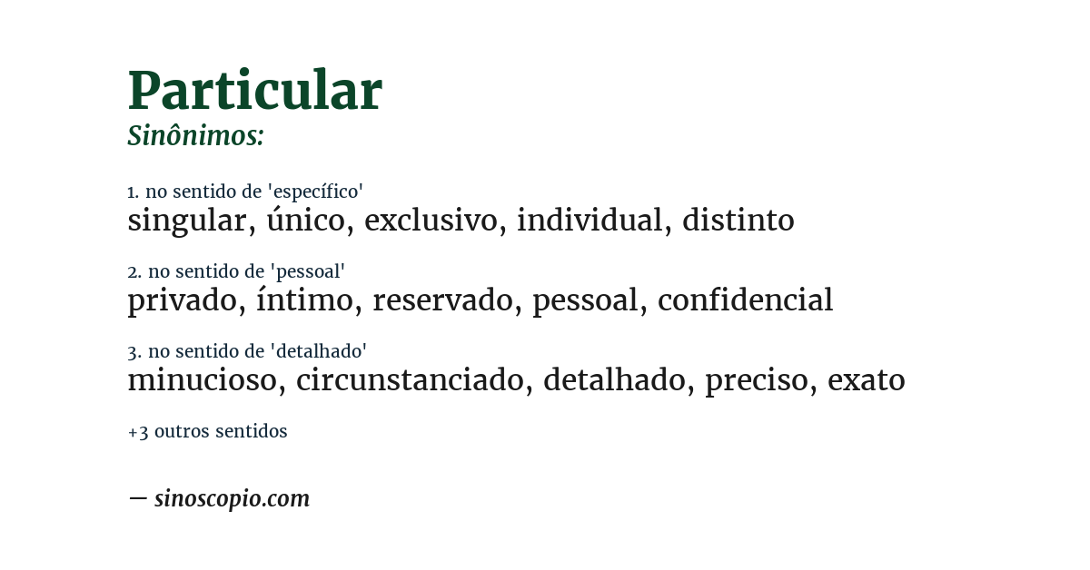 Sinônimo de particular
