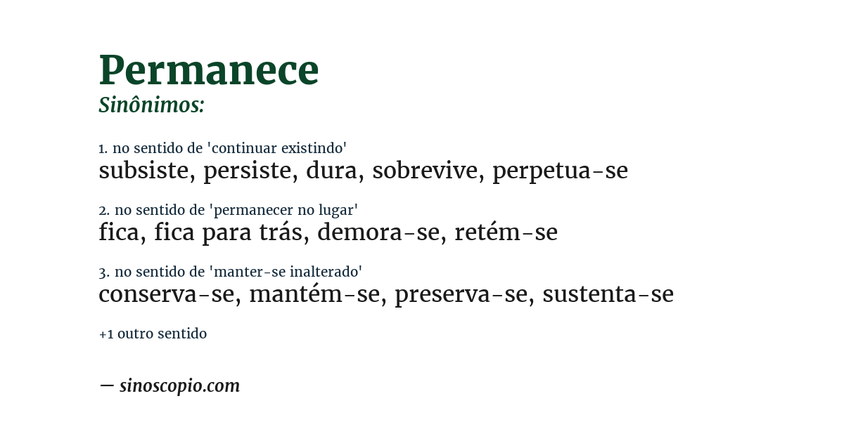 Sinônimo de permanece