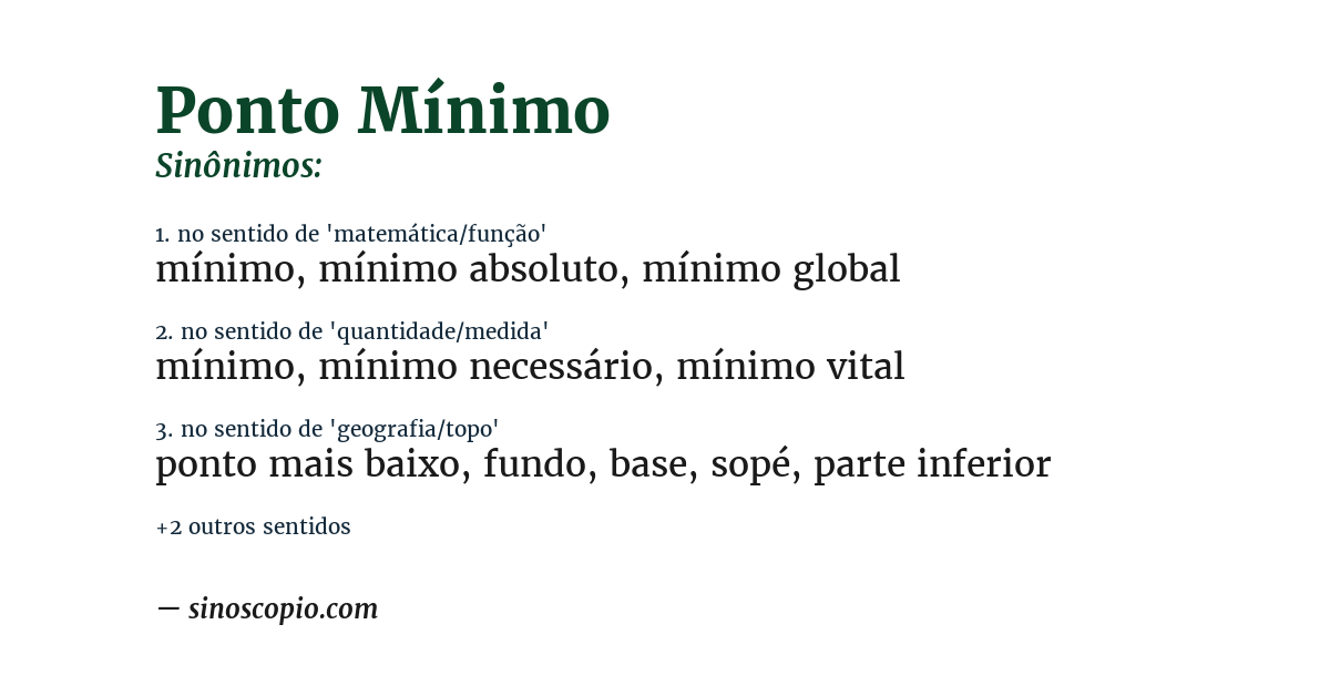 Sinônimo de ponto mínimo
