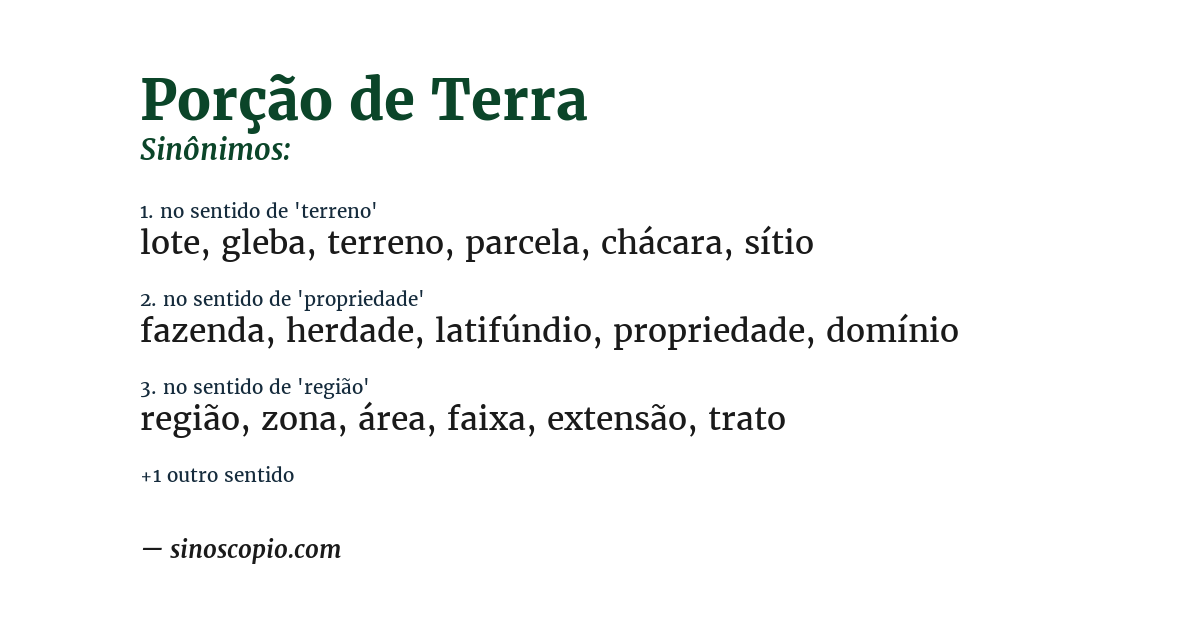 Sinônimo de porção de terra