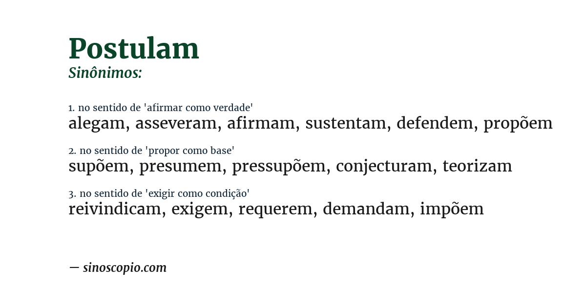 Sinônimo de postulam