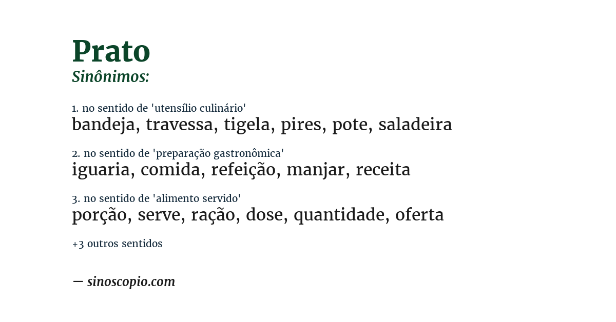 Sinônimo de prato