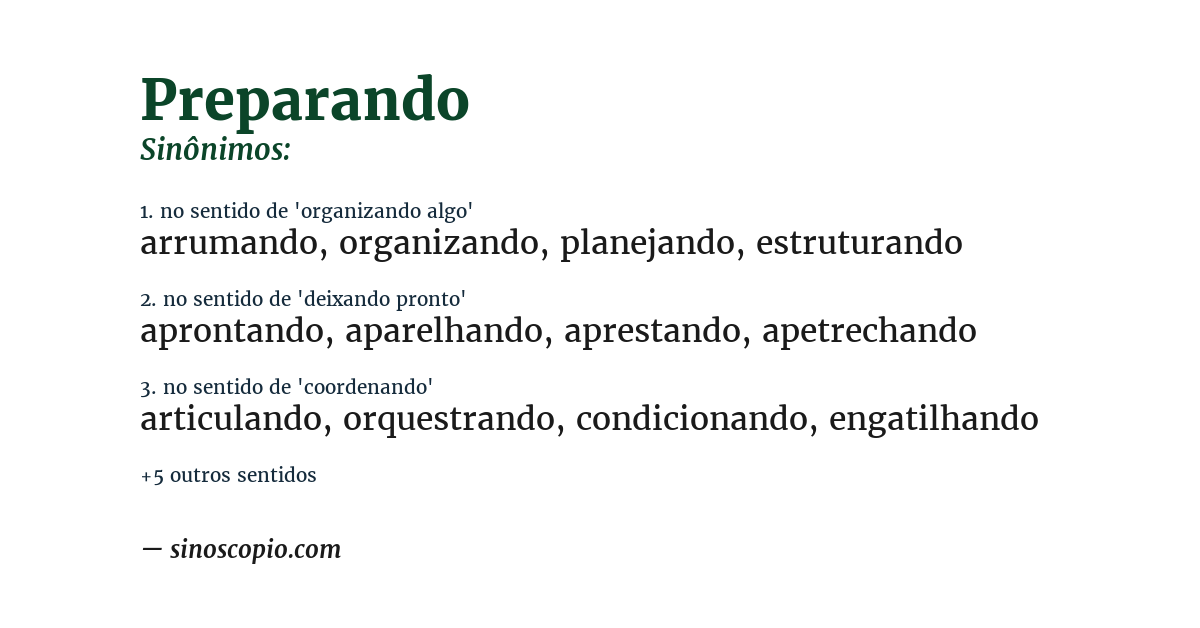 Sinônimo de preparando