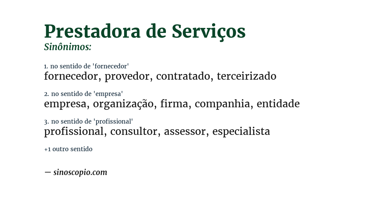 Sinônimo de prestadora de serviços