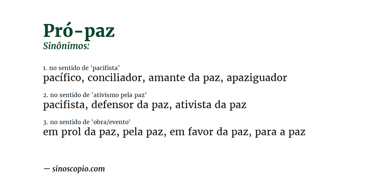 Sinônimo de pró-paz