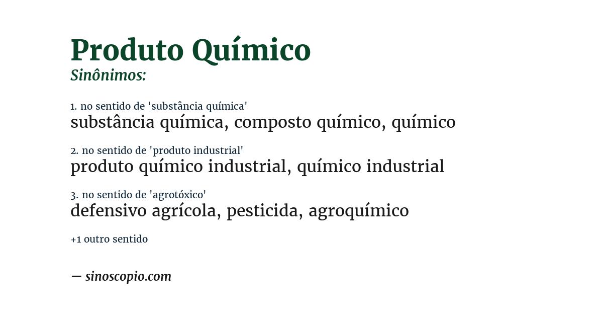 Sinônimo de produto químico
