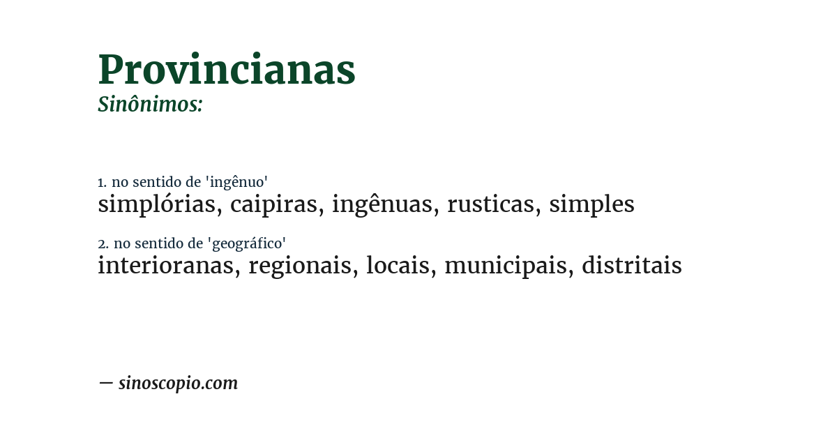 Sinônimo de provincianas