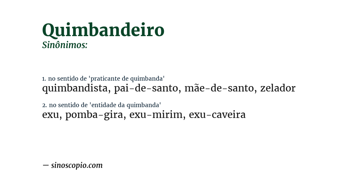 Sinônimo de quimbandeiro