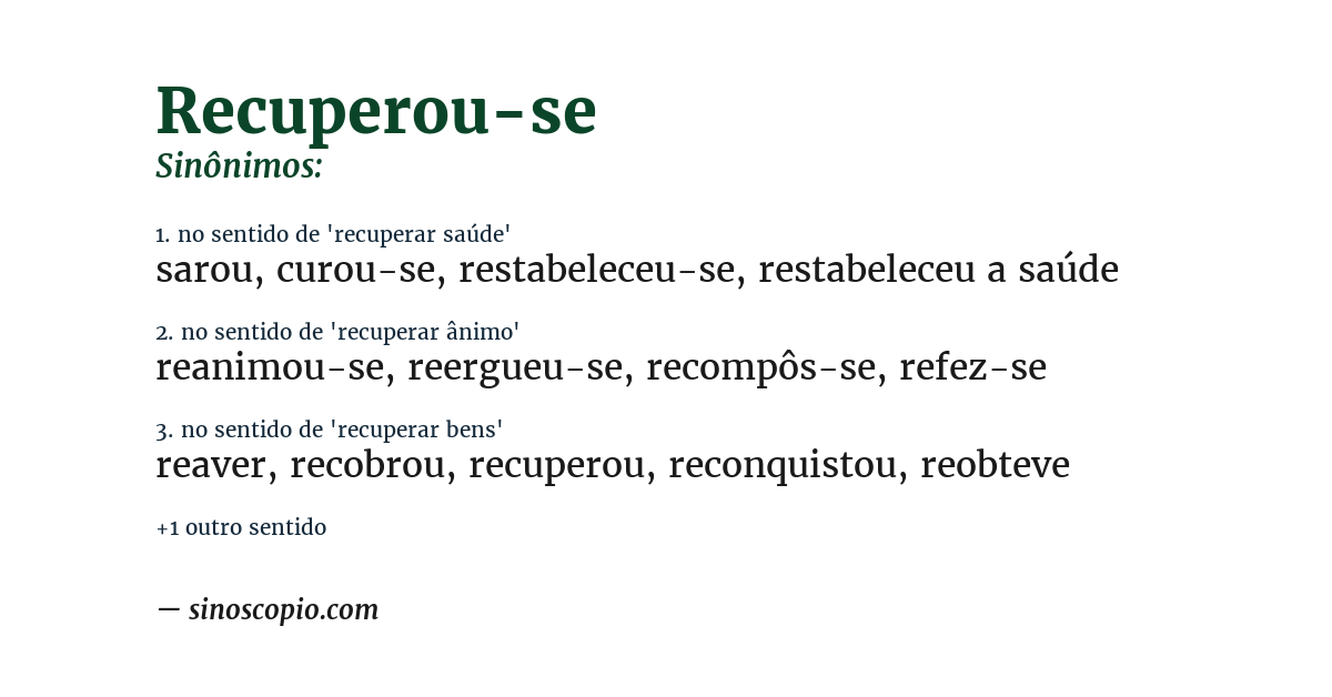 Sinônimo de recuperou-se
