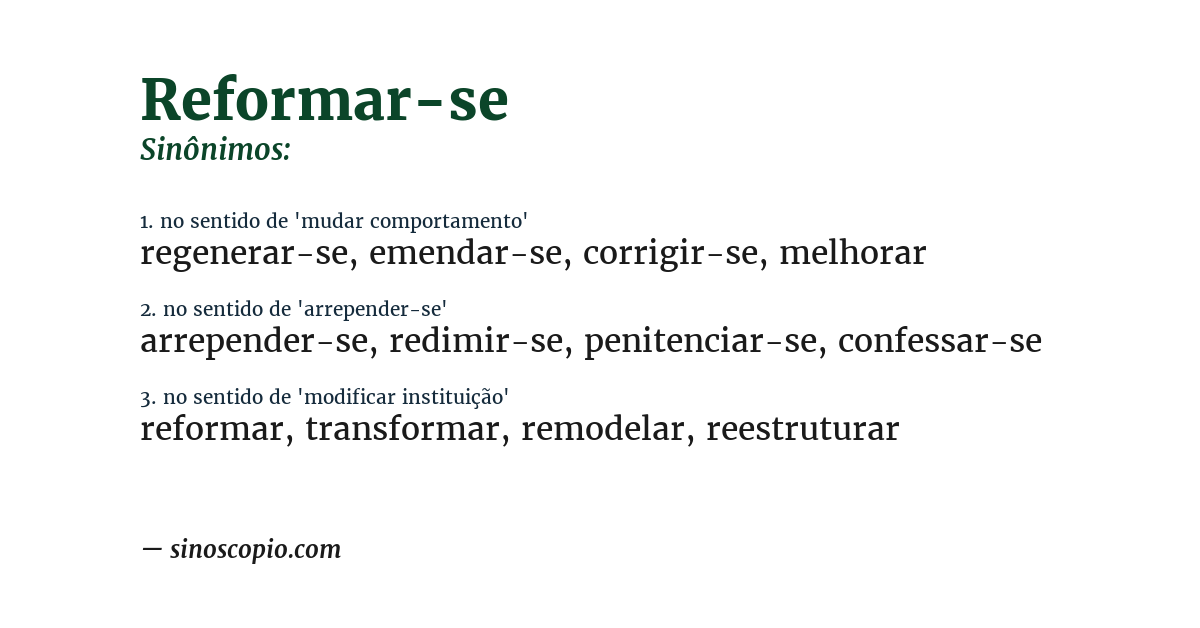 Sinônimo de reformar-se