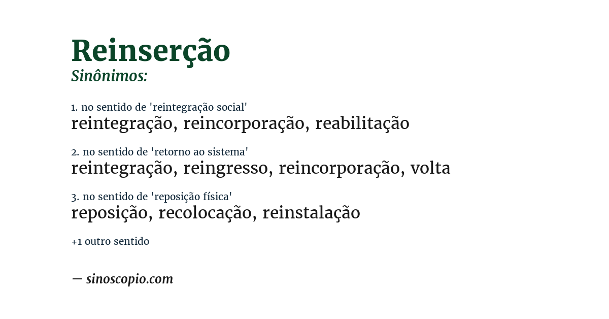 Sinônimo de reinserção