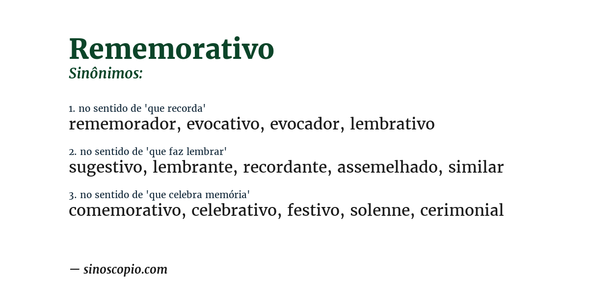 Sinônimo de rememorativo