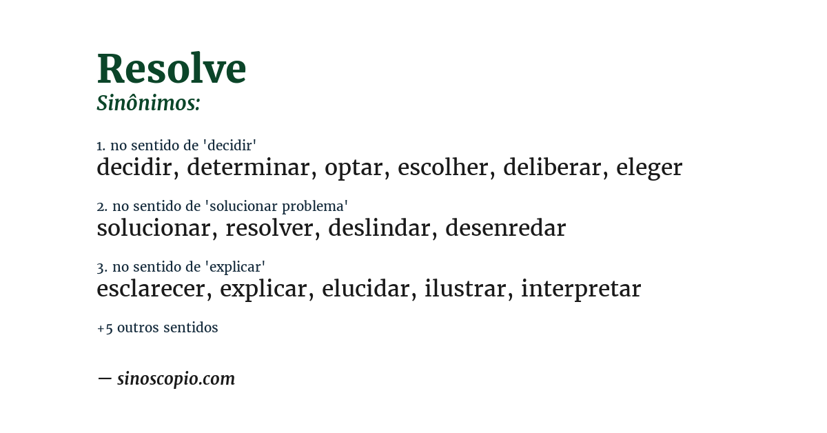 Sinônimo de resolve
