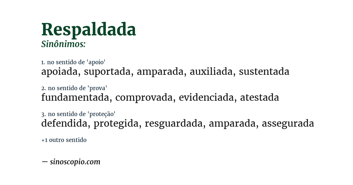 Sinônimo de respaldada