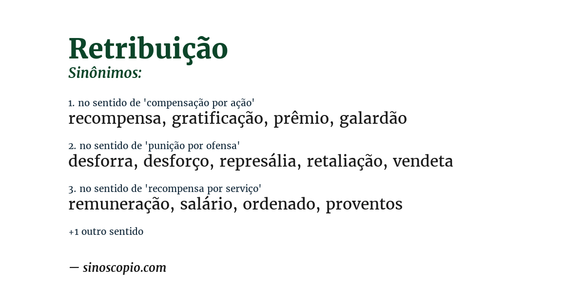 Sinônimo de retribuição
