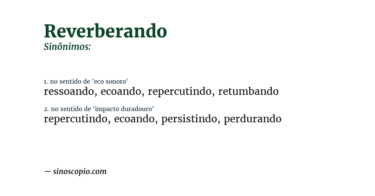 Sinônimo de reverberando