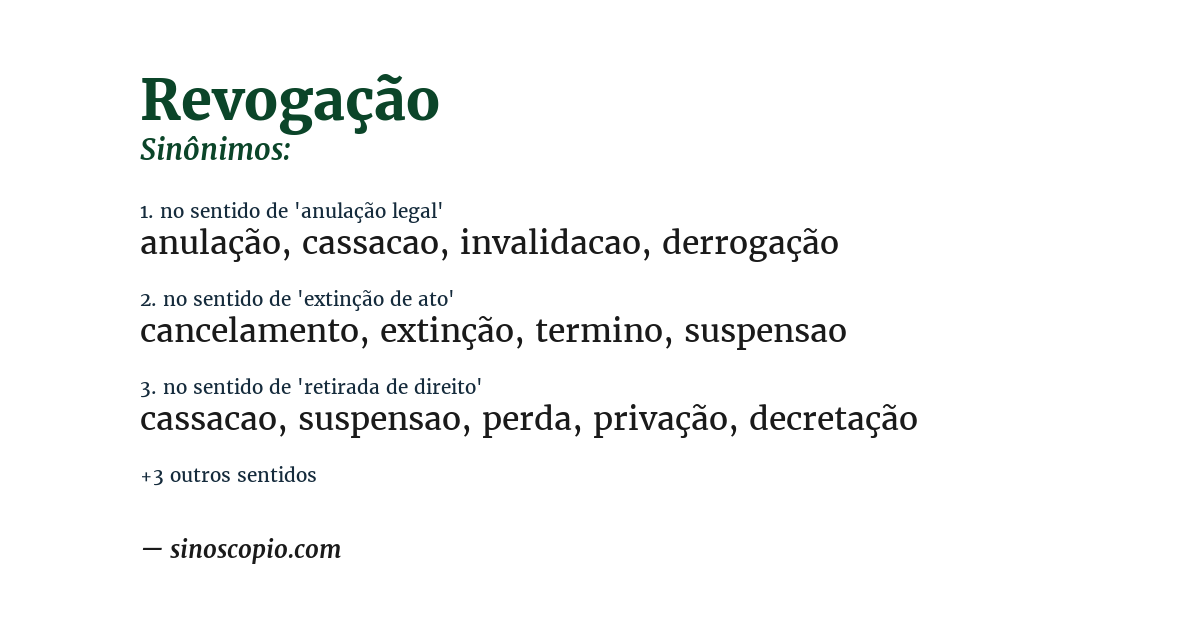 Sinônimo de revogação