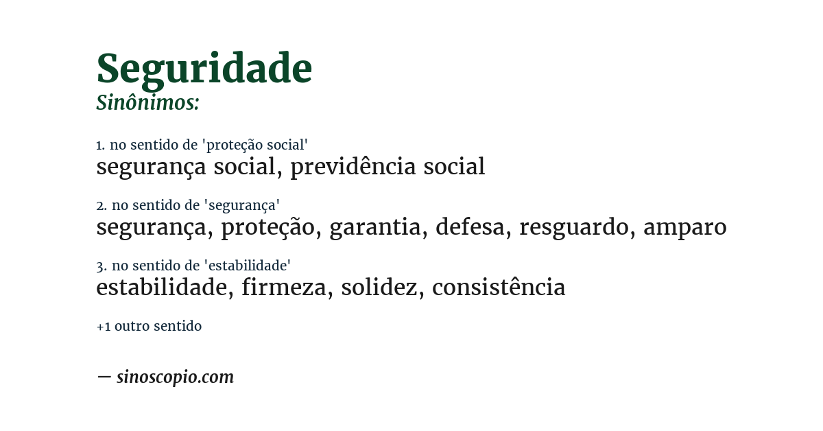 Sinônimo de seguridade