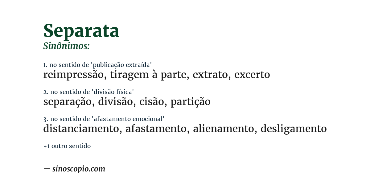 Sinônimo de separata