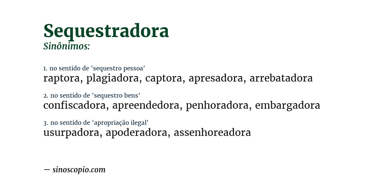 Sinônimo de sequestradora
