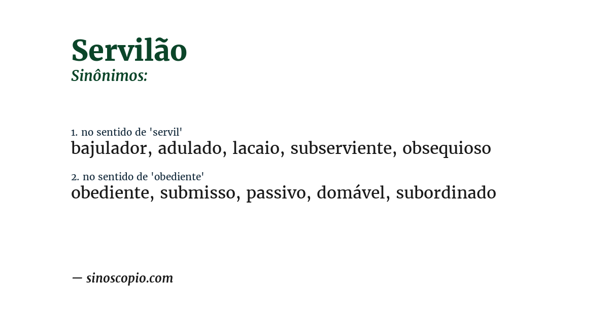 Sinônimo de servilão