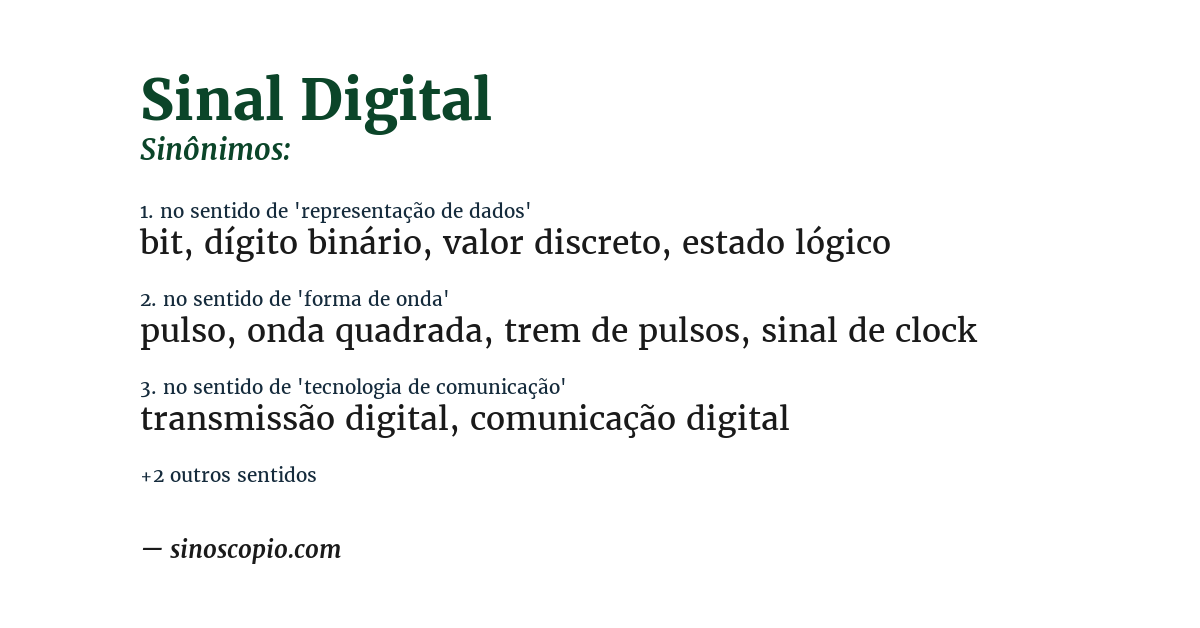 Sinônimo de sinal digital