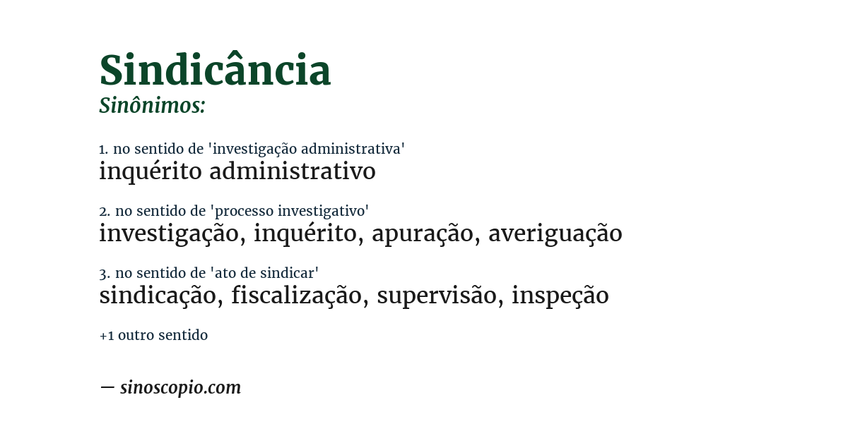 Sinônimo de sindicância