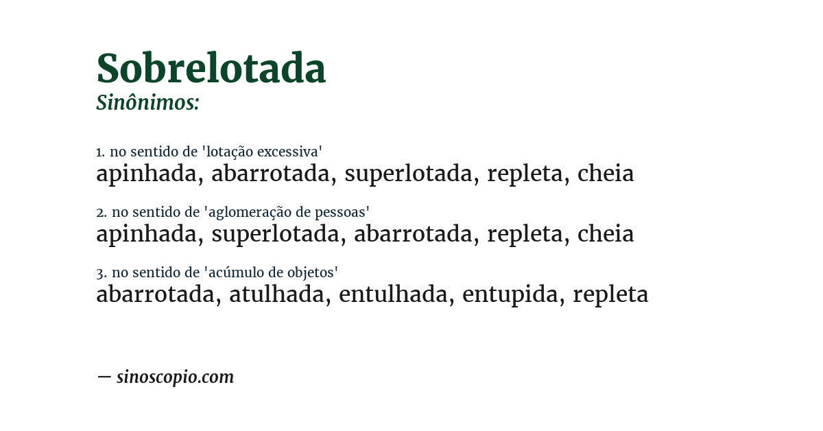 Sinônimo de sobrelotada
