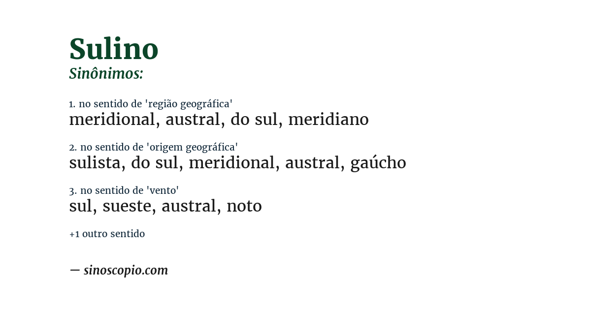 Sinônimo de sulino
