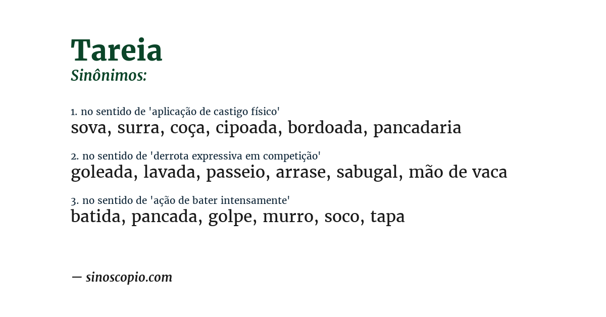 Sinônimo de tareia