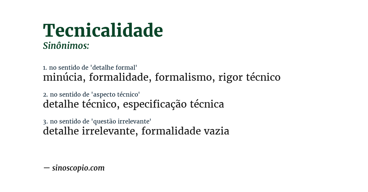 Sinônimo de tecnicalidade