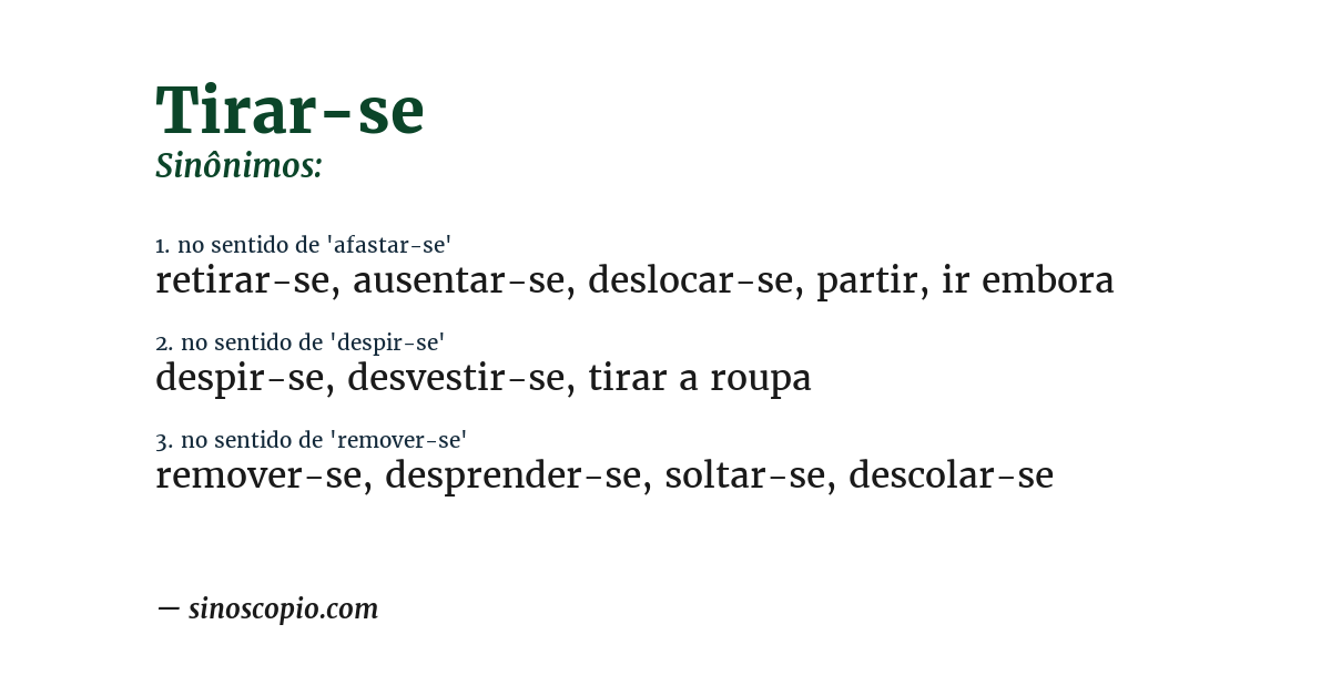 Sinônimo de tirar-se