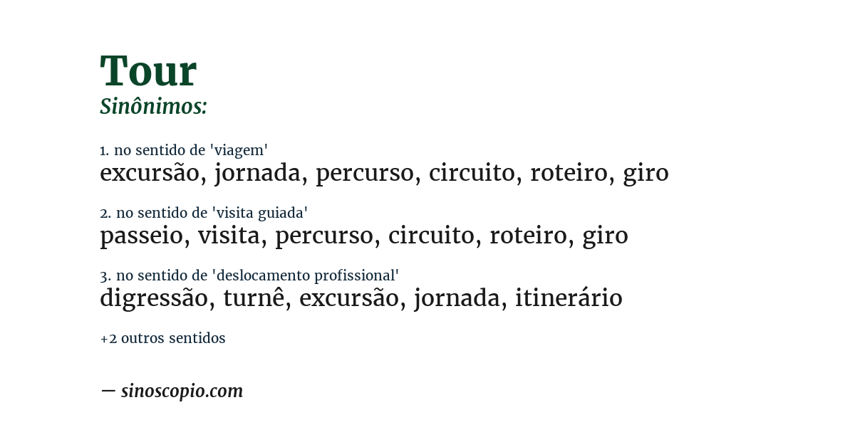 Sinônimo de tour