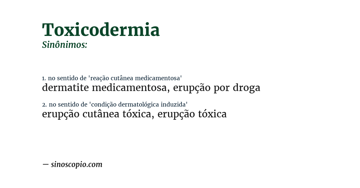 Sinônimo de toxicodermia