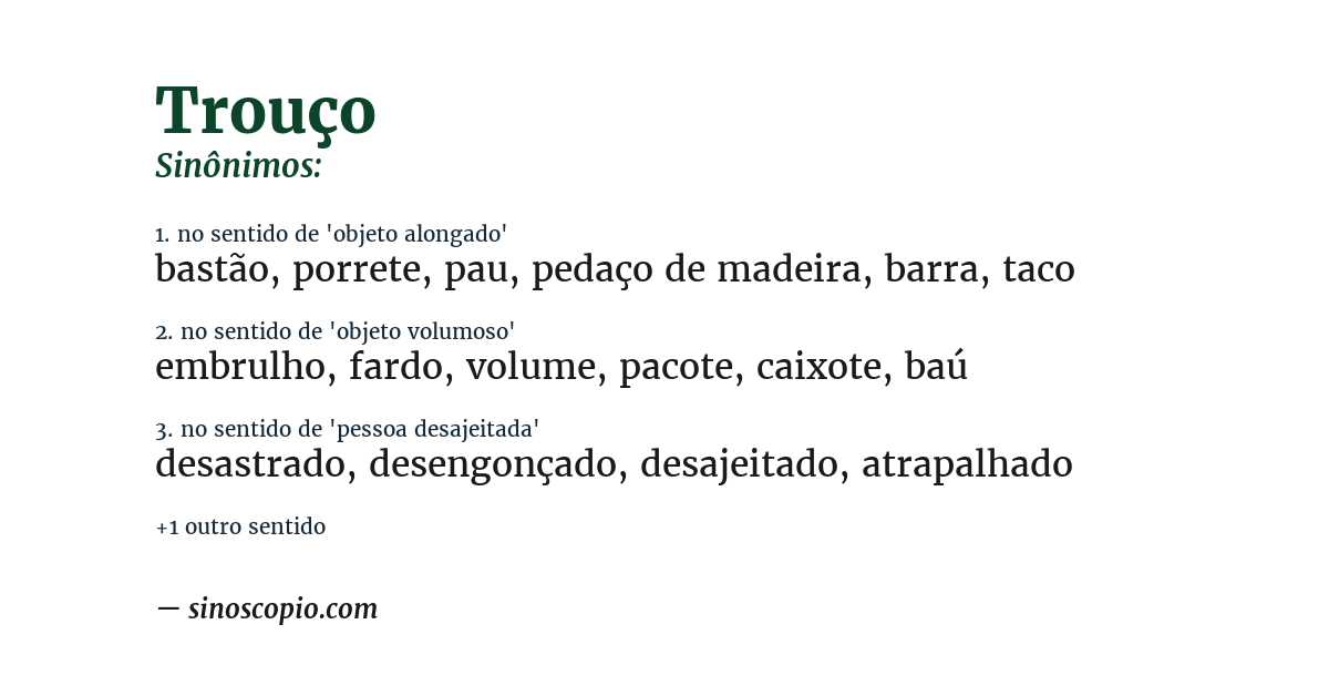 Sinônimo de trouço