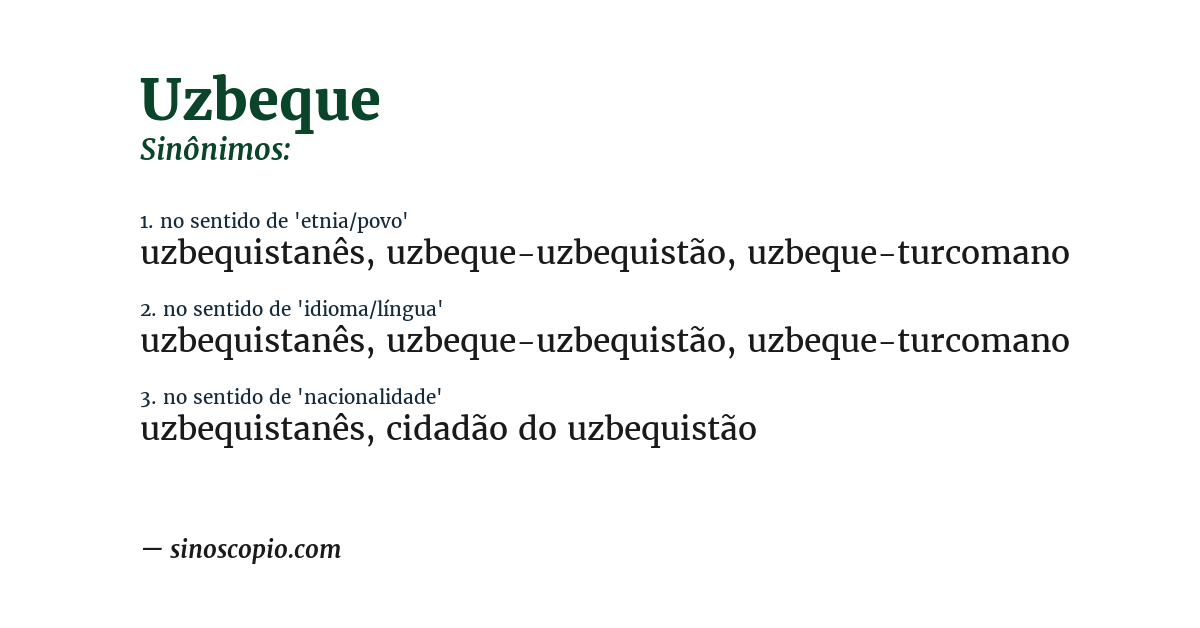 Sinônimo de uzbeque