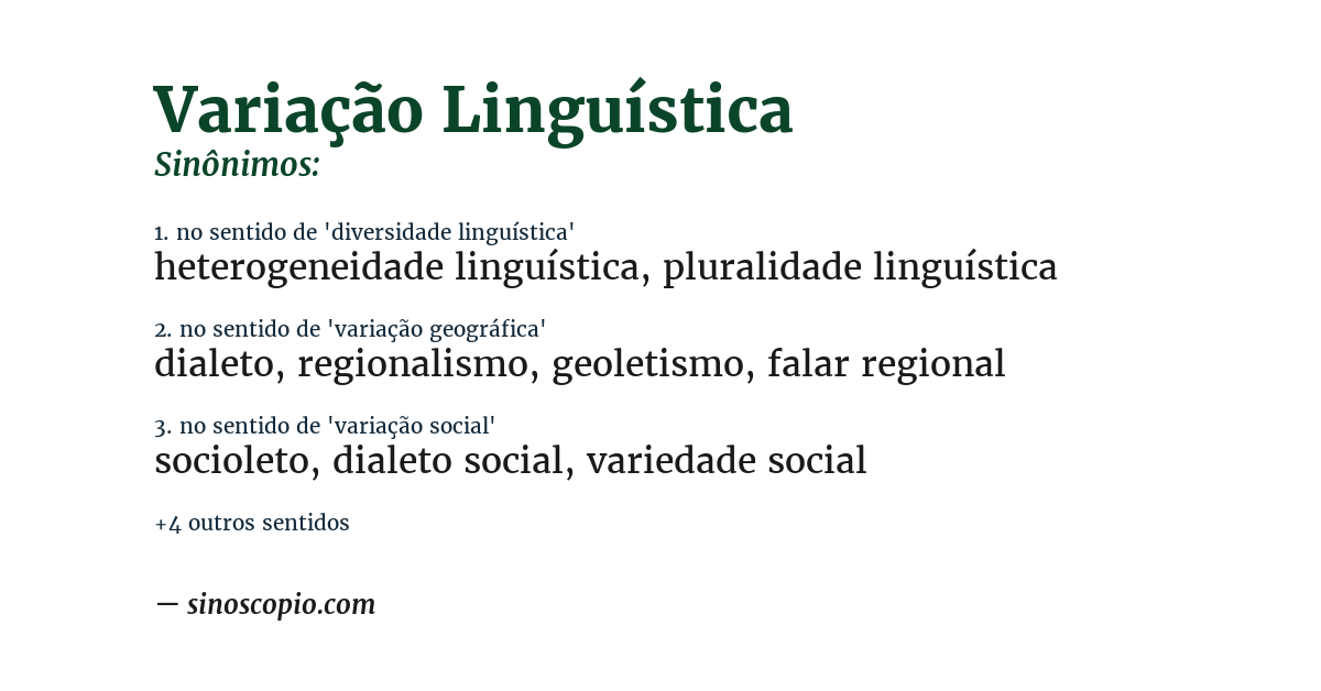 Sinônimo de variação linguística