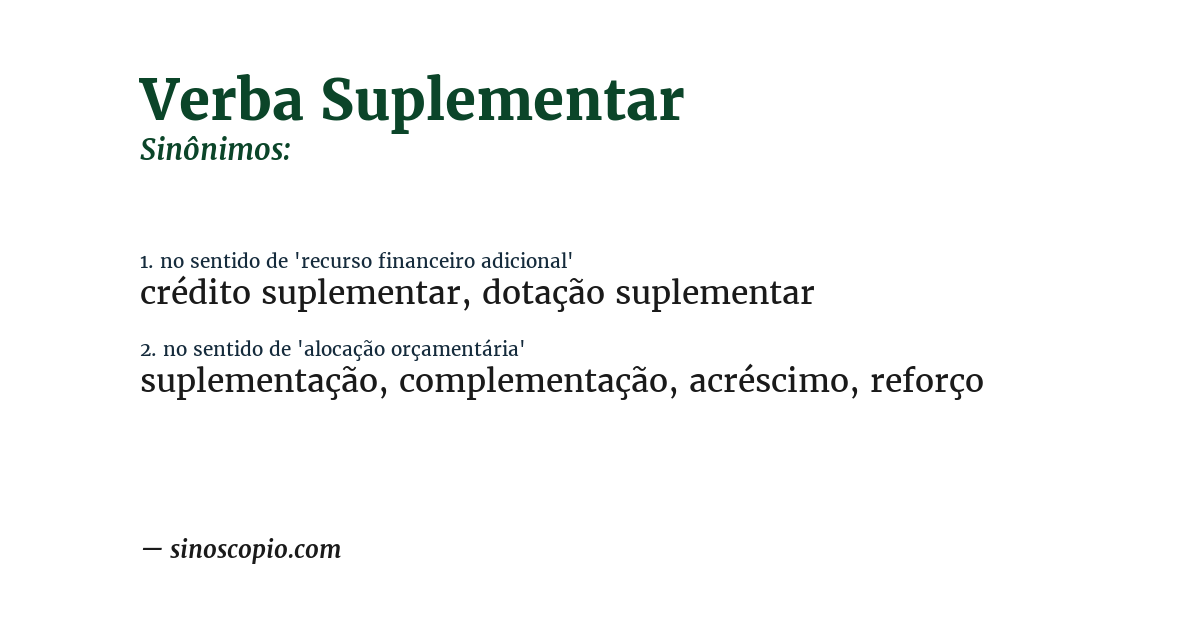 Sinônimo de verba suplementar