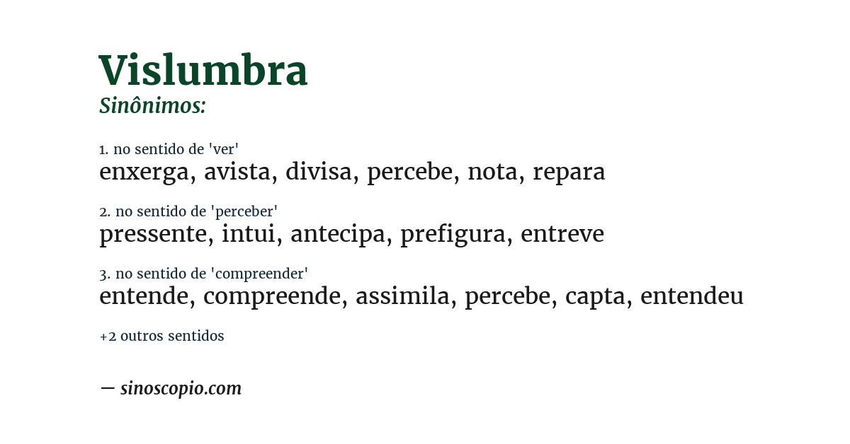 Sinônimo de vislumbra