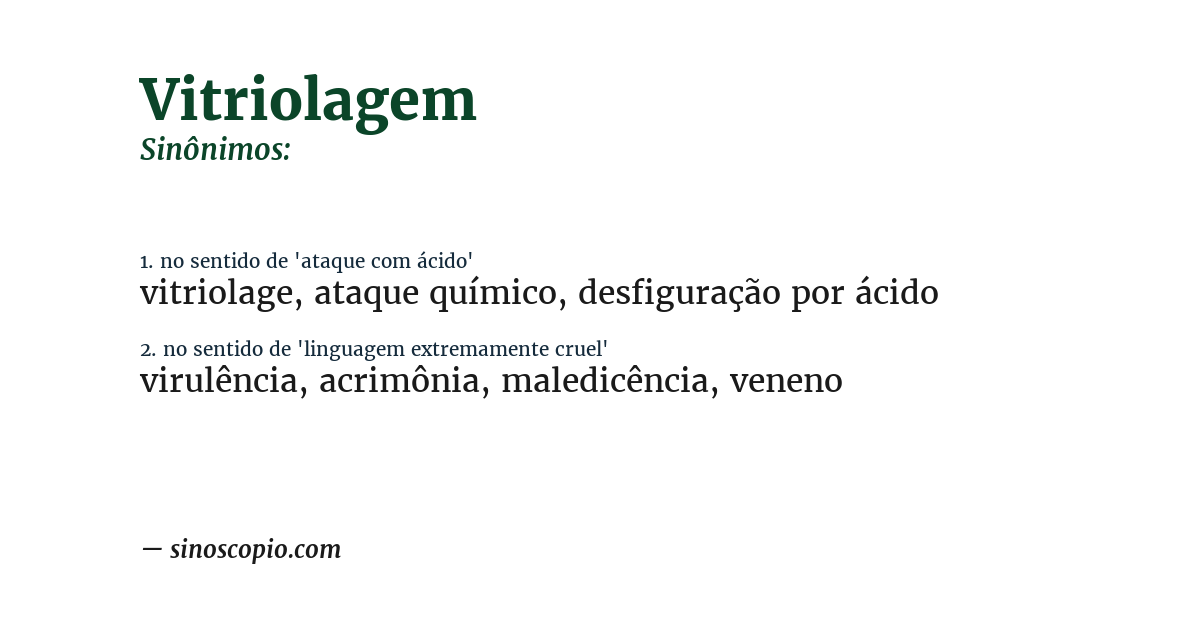 Sinônimo de vitriolagem