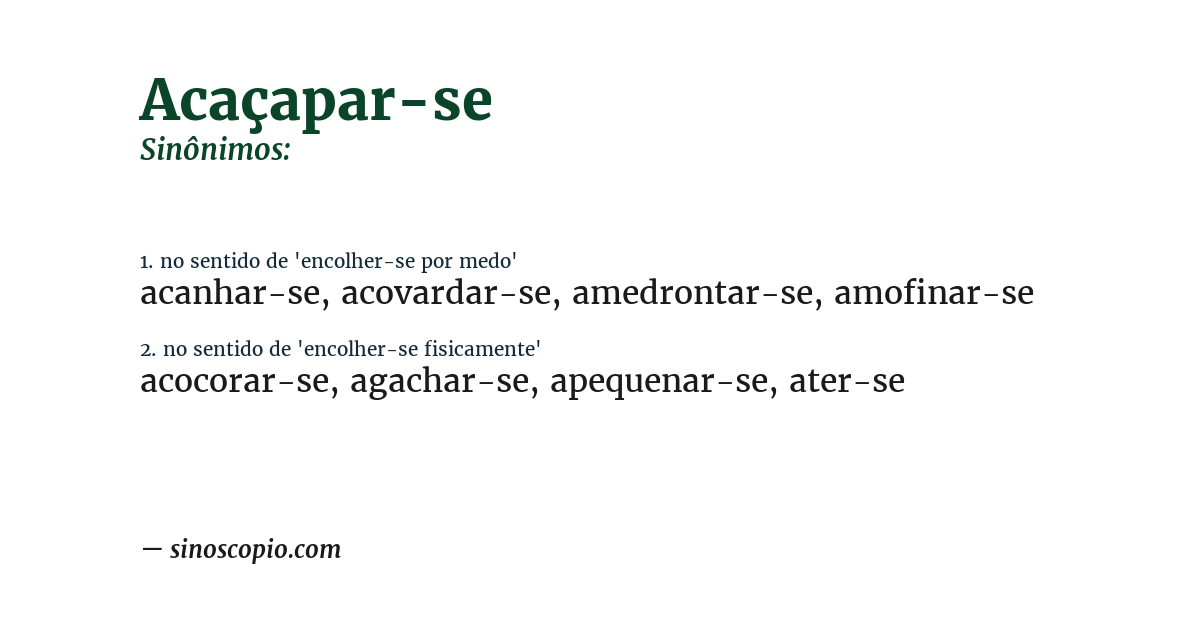 Sinônimo de acaçapar-se