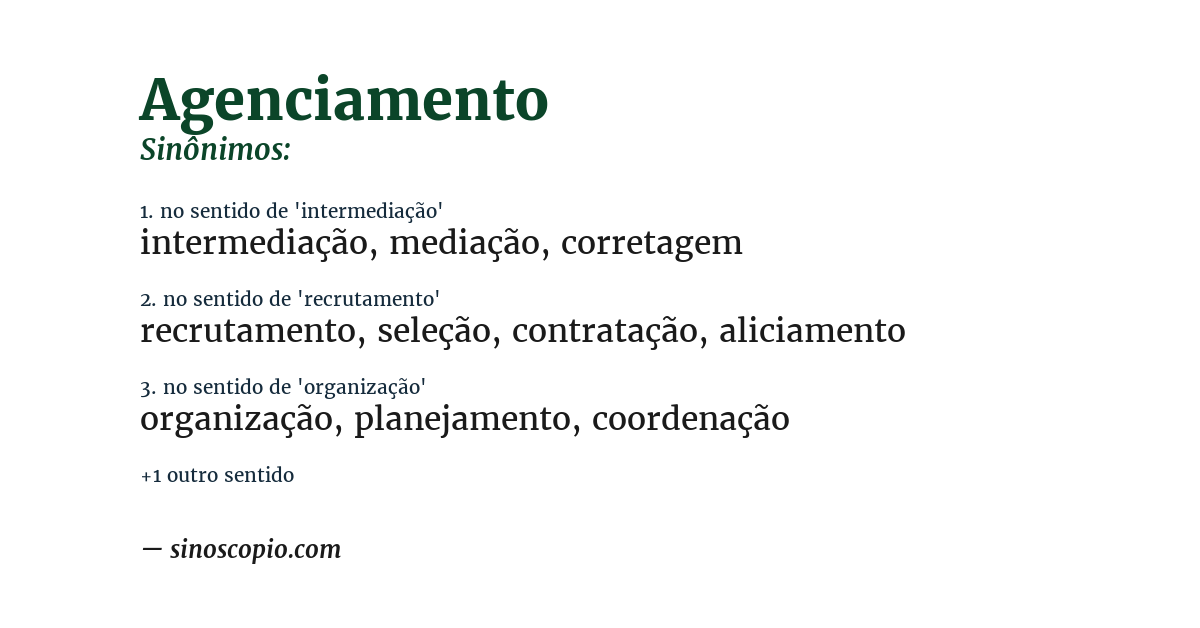 Sinônimo de agenciamento