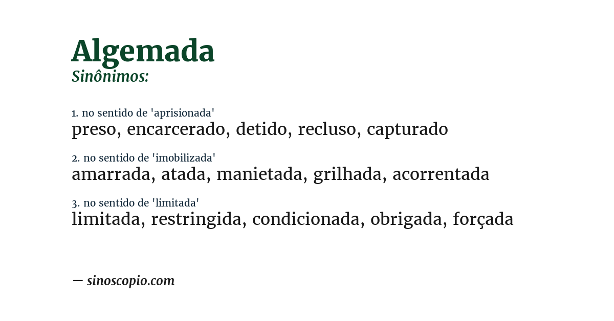 Sinônimo de algemada